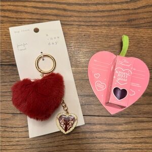 Too Faced Kissing Jelly Gloss Ornament + a new day Heart Bag Charm NEW